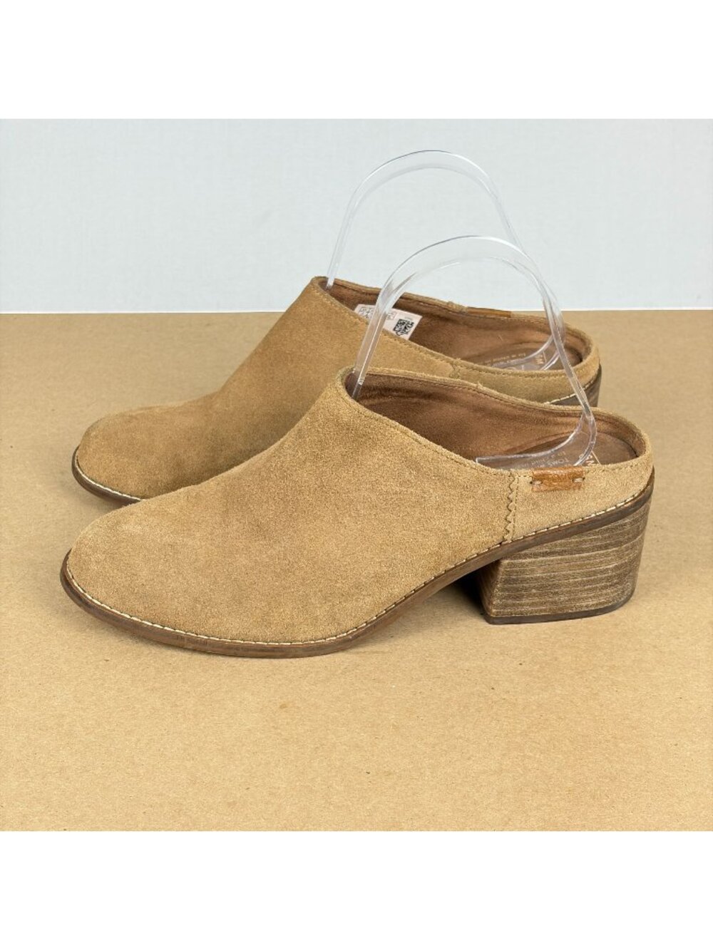 Toms Leila Suede Mule Clogs Womens 9 Tan Slip On Casual Comfort Block Heel